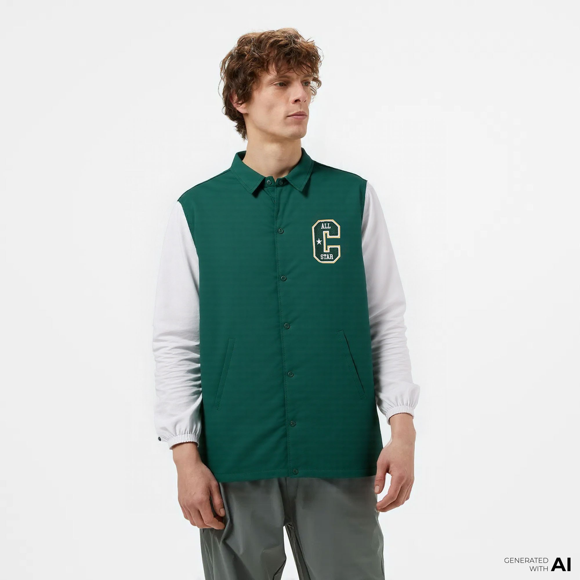  Converse Erkek Renk Bloklu Yeşil Yağmurluk