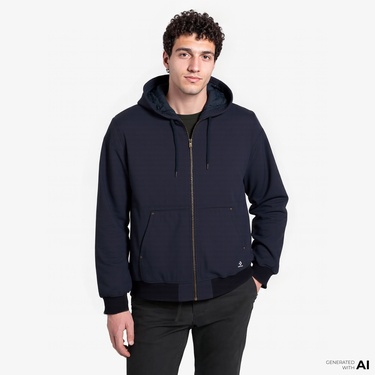  Converse Erkek Kapüşonlu Lacivert Ceket