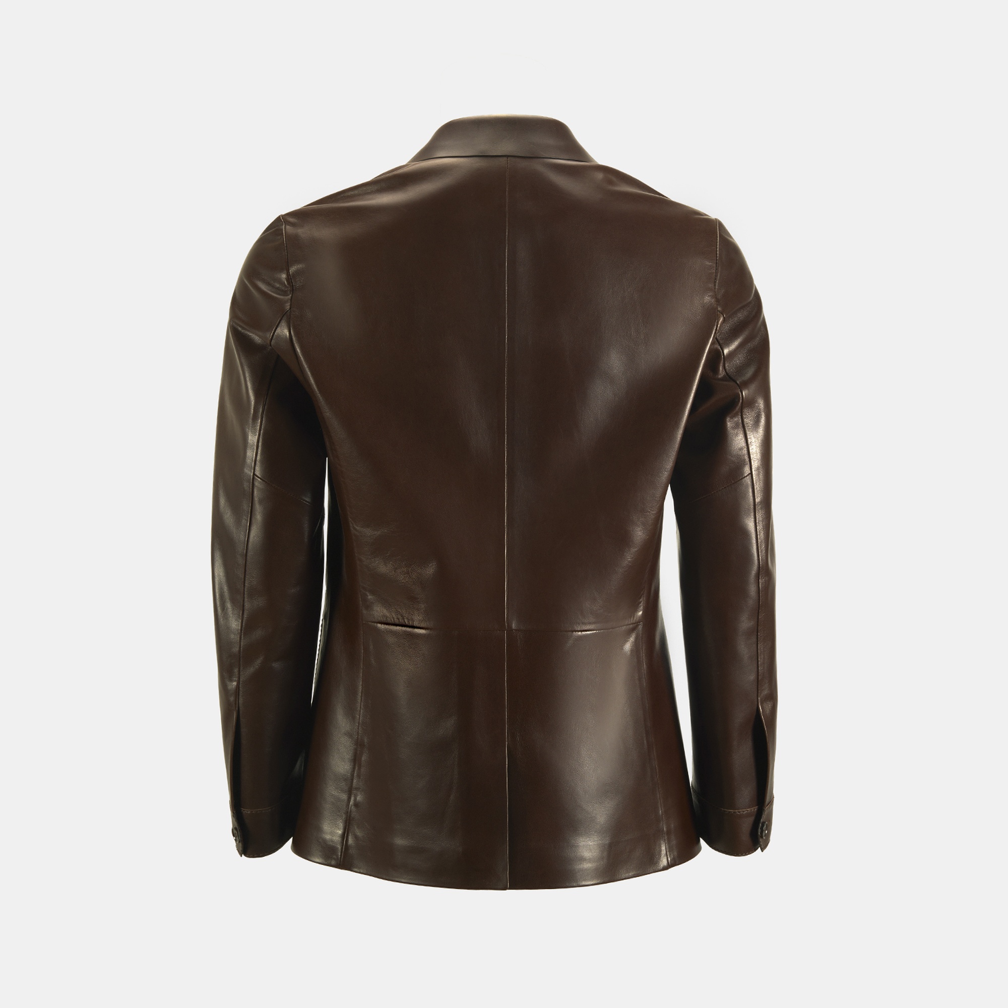 Erkek Kahve Gömlek Yaka Deri Blazer Ceket