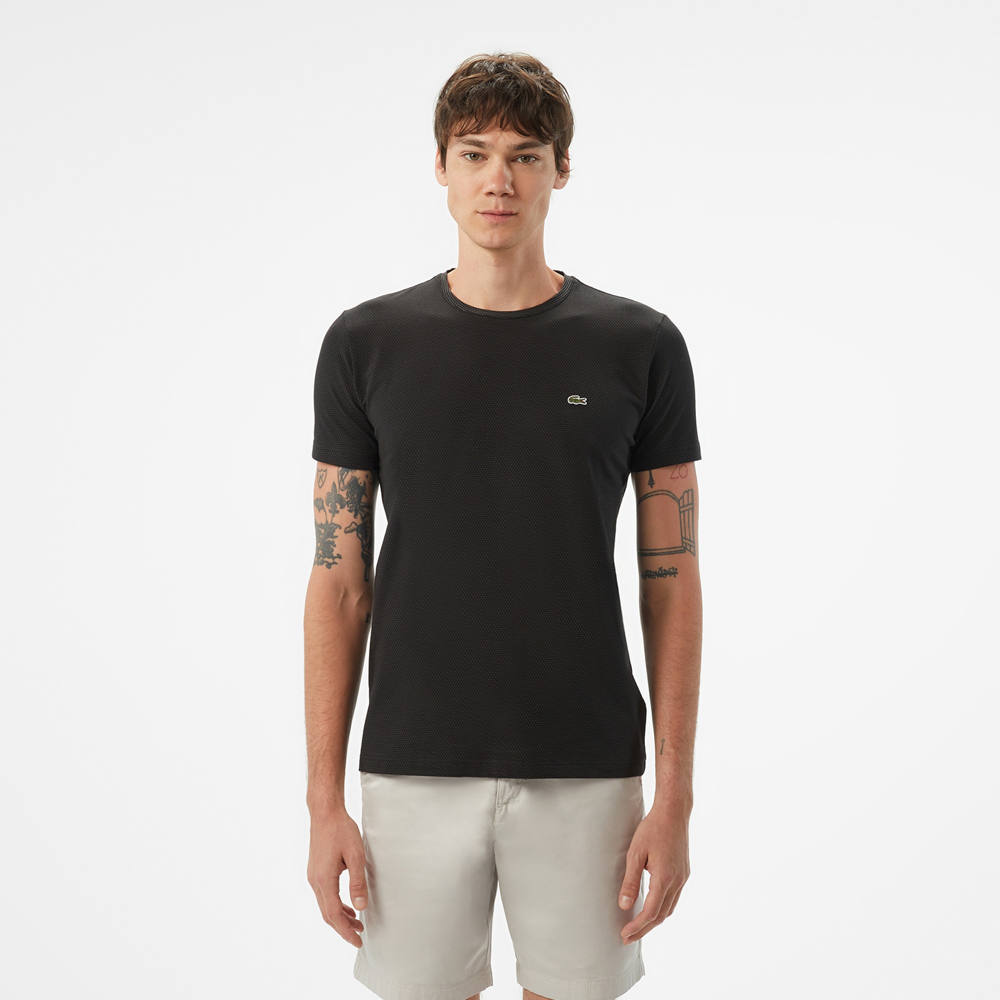 Lacoste Erkek Slim Fit Bisiklet Yaka Siyah T-Shirt