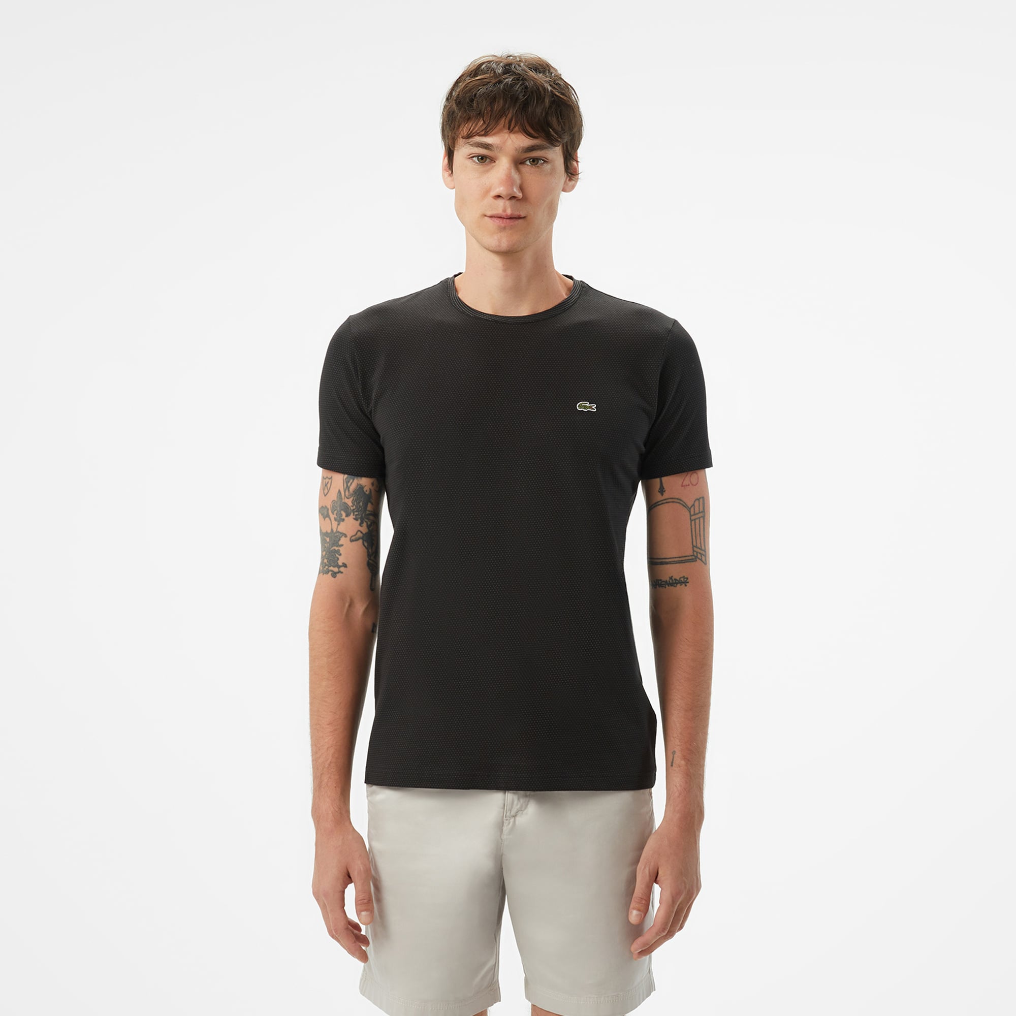  Lacoste Erkek Slim Fit Bisiklet Yaka Siyah T-Shirt