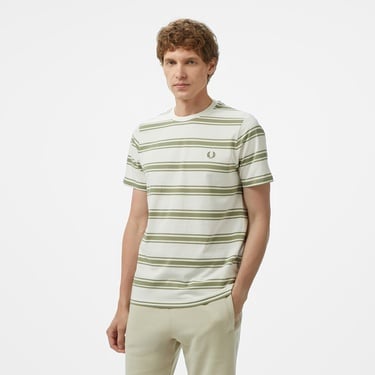  Fred Perry Fine Stripe Erkek Bej T-Shirt