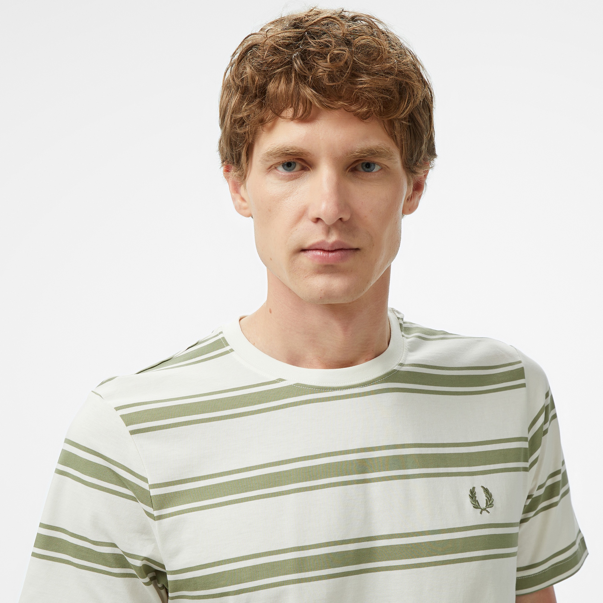 Fred Perry Fine Stripe Erkek Bej T-Shirt