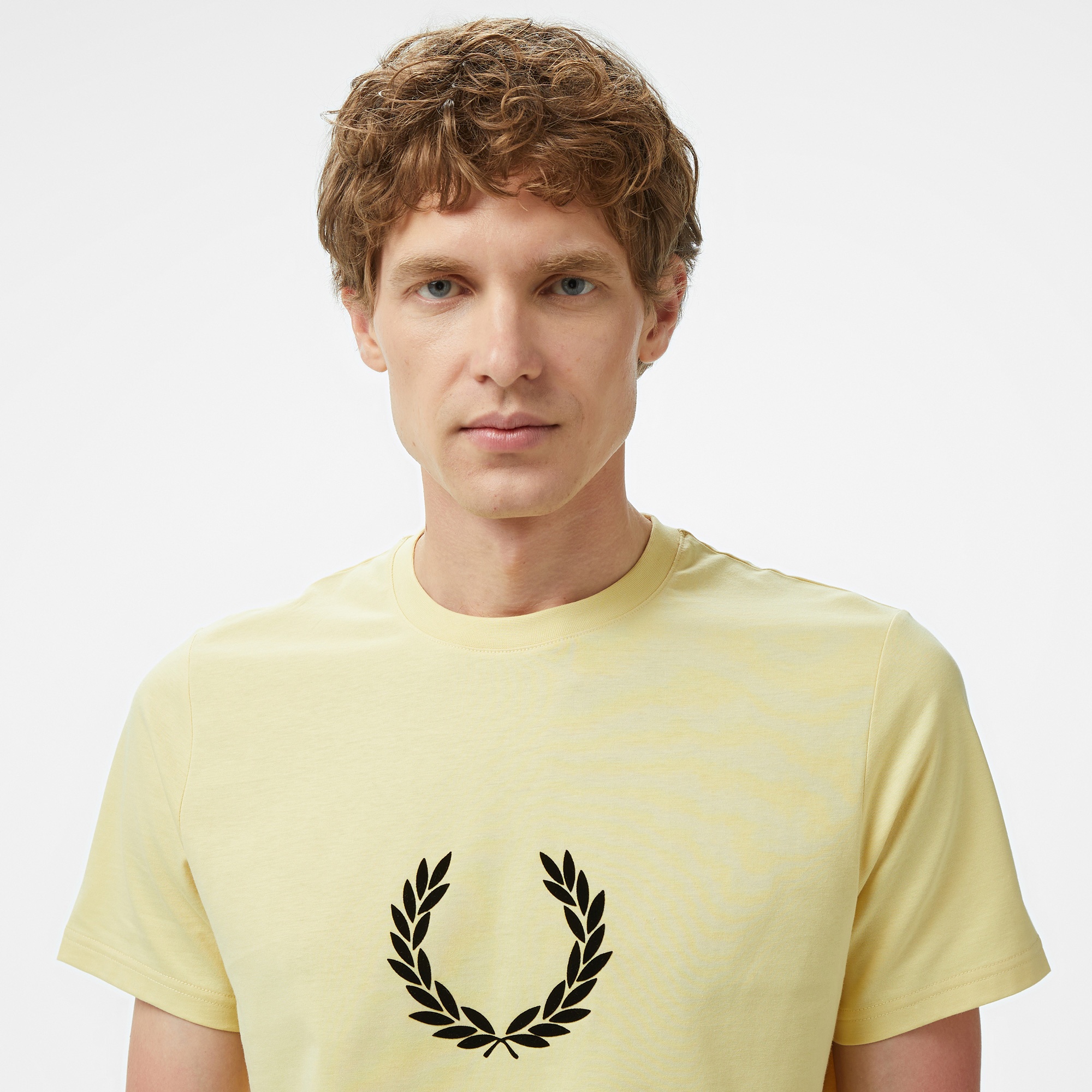 Fred Perry Flocked Laurel Wreath Gra Erkek Sarı T-Shirt