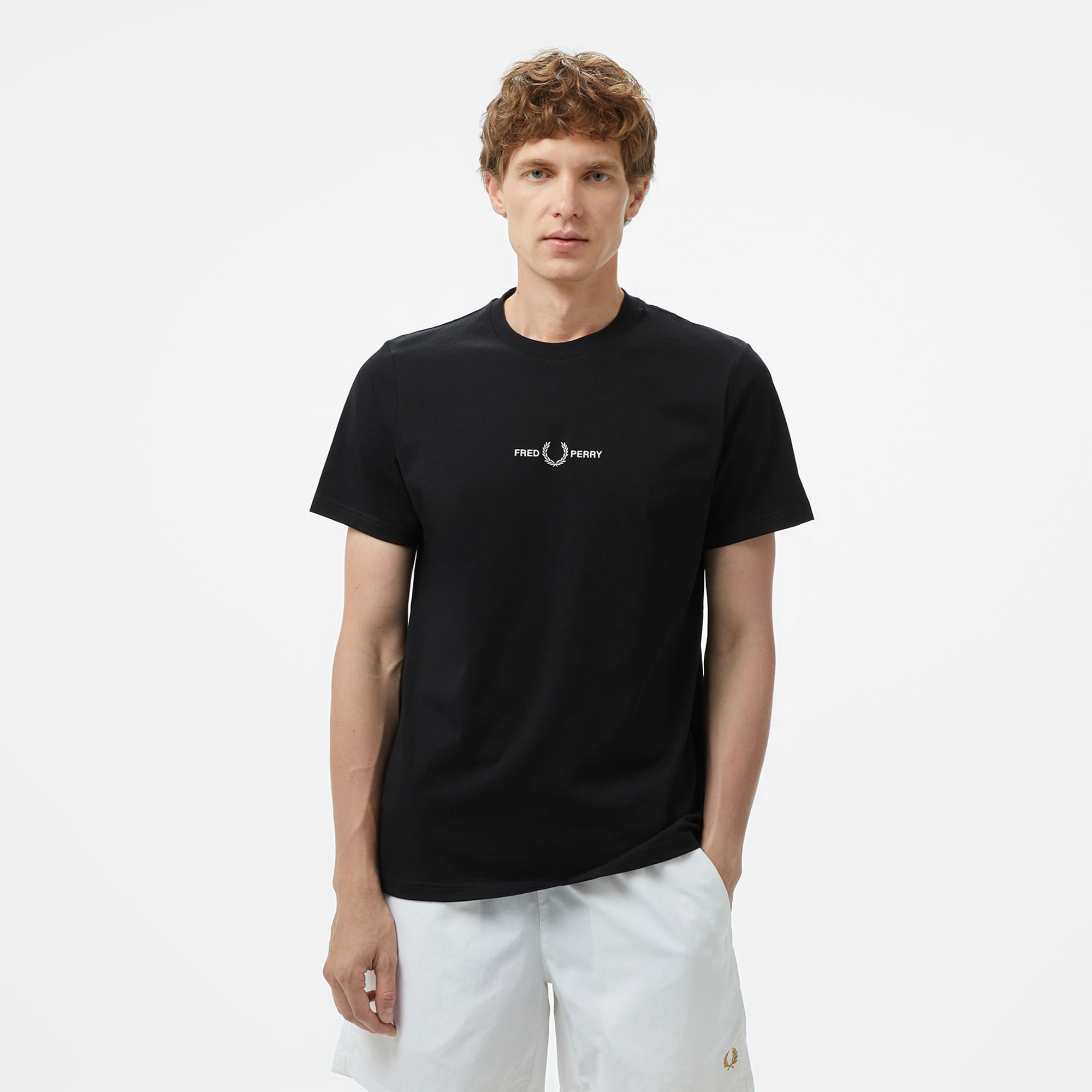 Fred Perry Embroidered Erkek Siyah T-Shirt