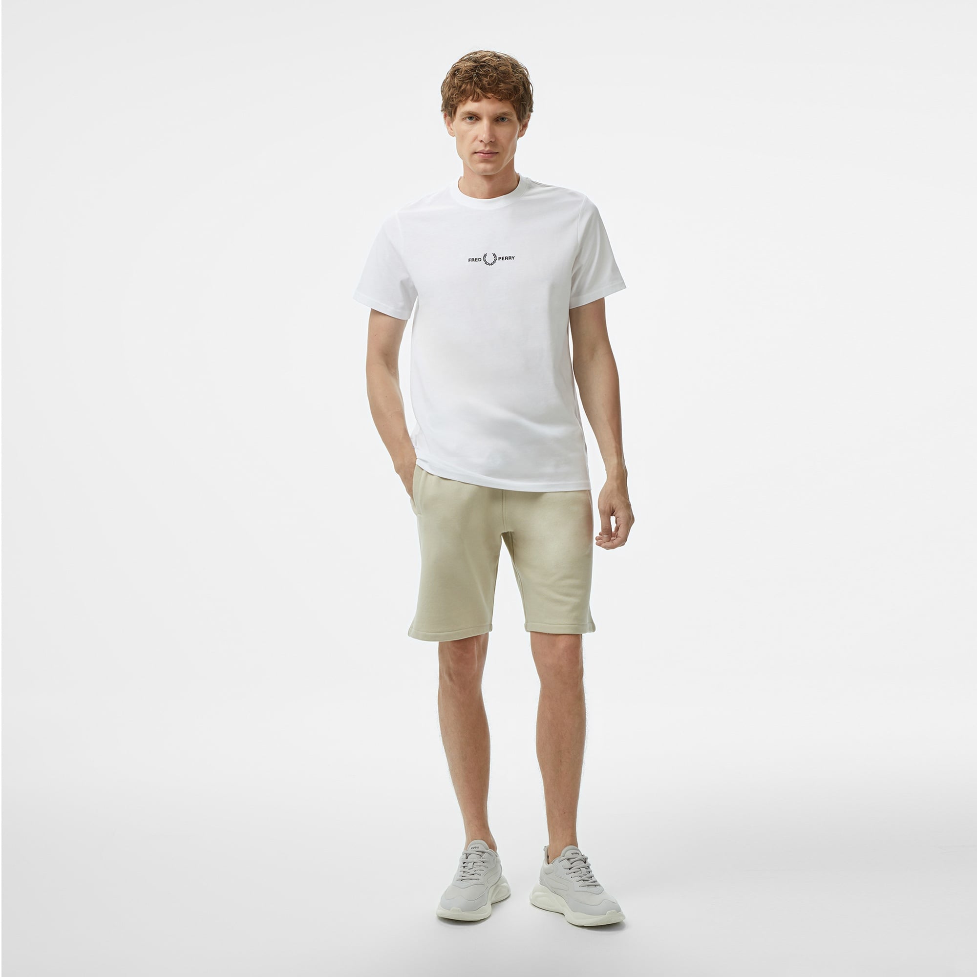 Fred Perry Embroidered Erkek Beyaz T-Shirt