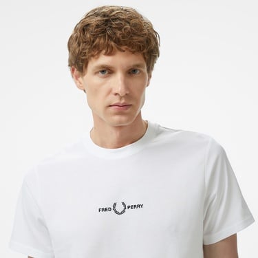  Fred Perry Embroidered Erkek Beyaz T-Shirt