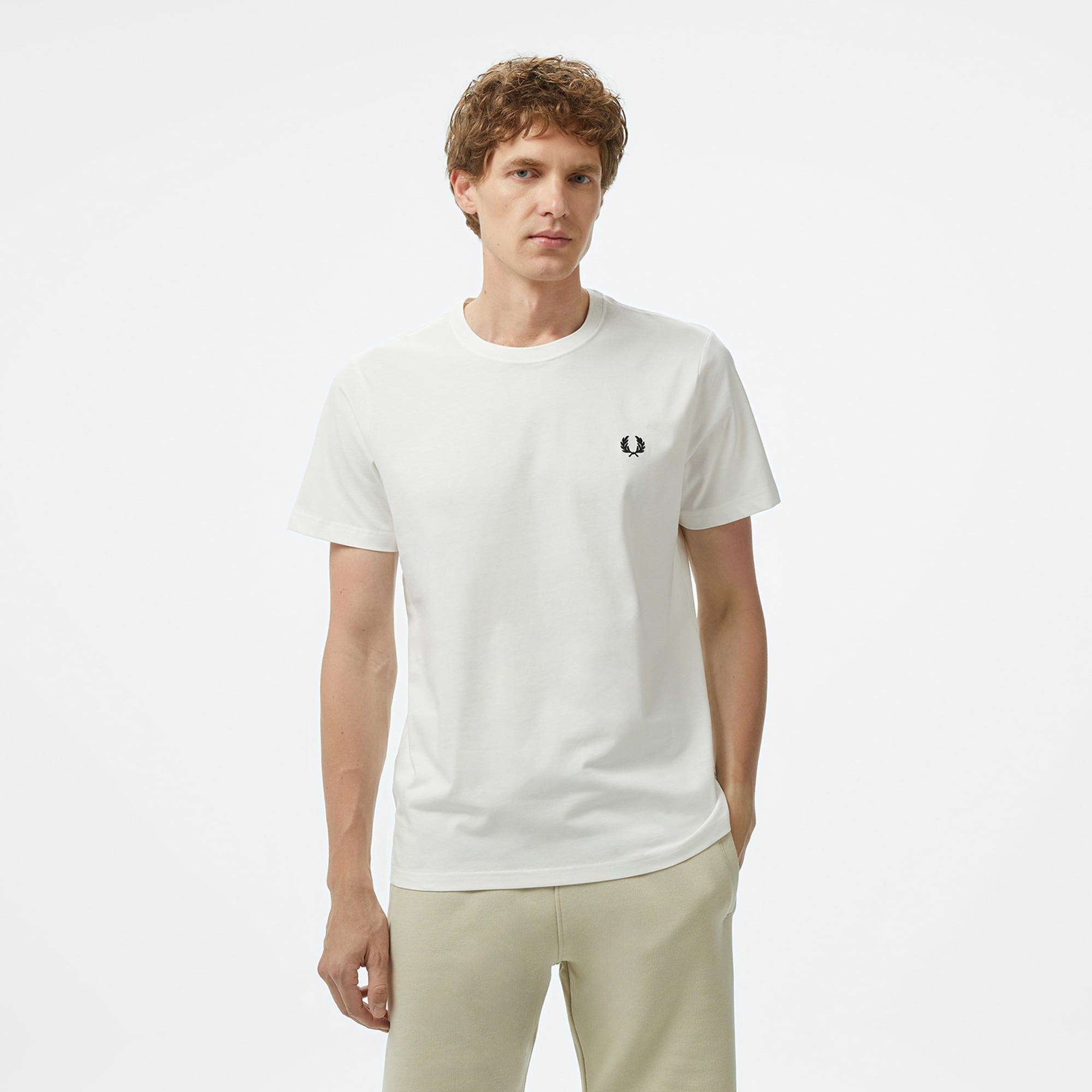 Fred Perry Crew Neck Erkek Beyaz T-Shirt