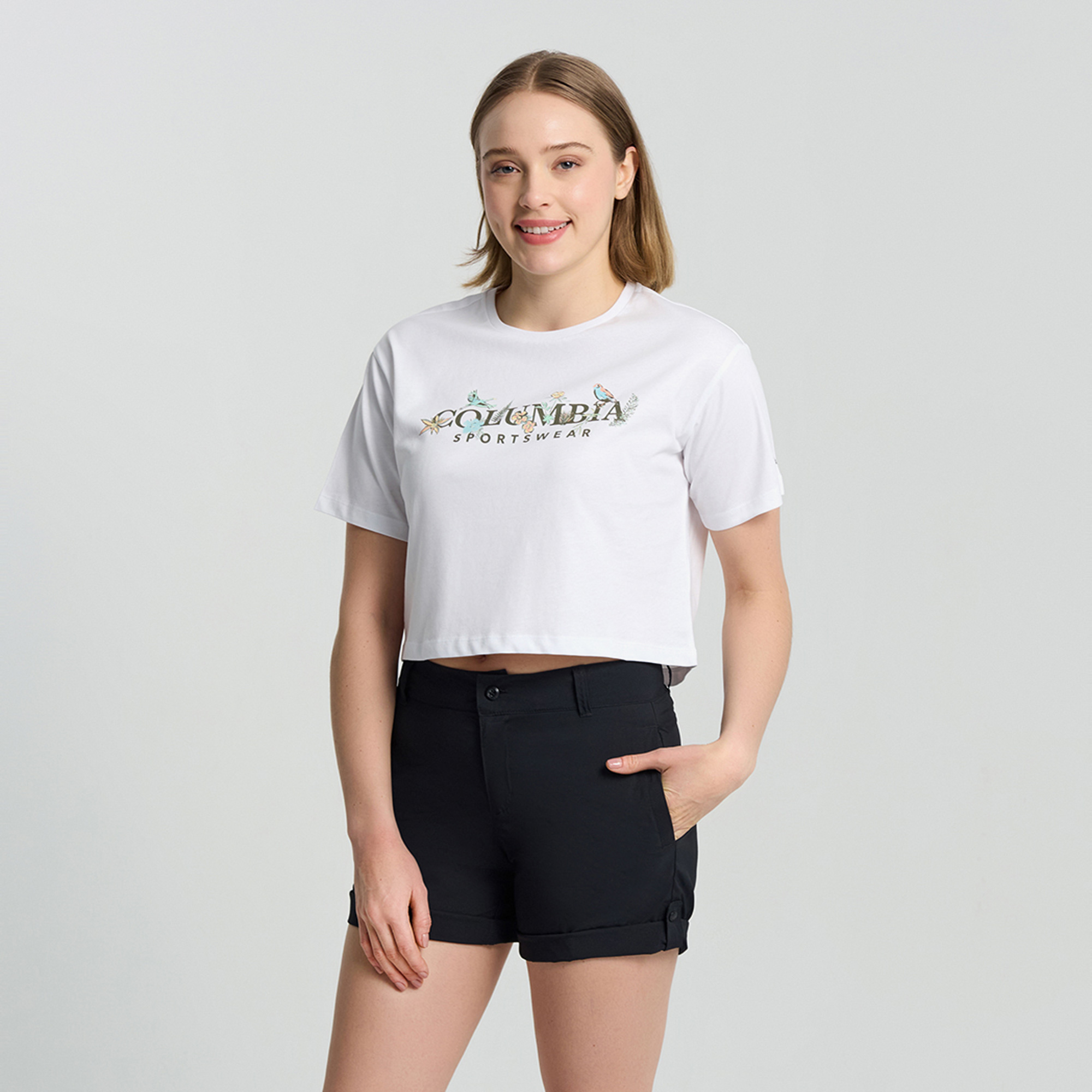  Columbia Csc Outback Critters Crop Kadın Beyaz T-Shirt