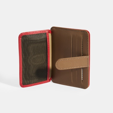  Kadın Kırmızı Deri Kartlık