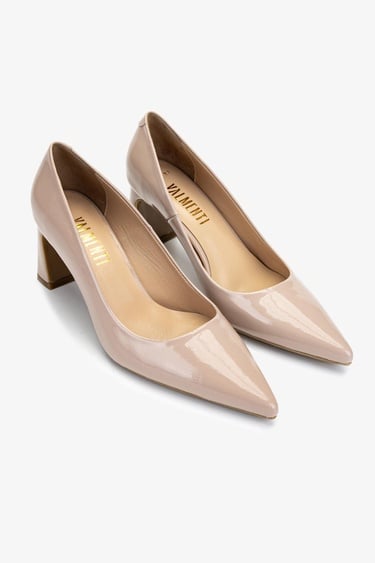  Valmenti Kadın Hakiki Deri Bej Topuklu Ayakkabı