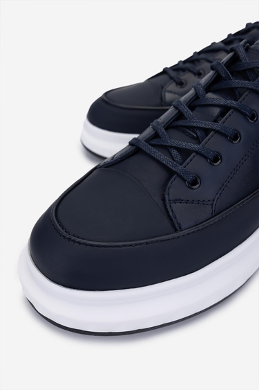  Valmenti Erkek Hakiki Deri Lacivert Casual Ayakkabı