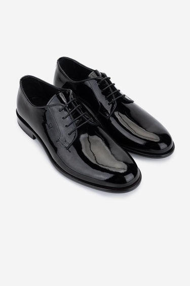  Valmenti Erkek Hakiki Deri Siyah Rugan Klasik Ayakkabı