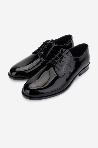  Valmenti Erkek Hakiki Deri Siyah Rugan Klasik Ayakkabı