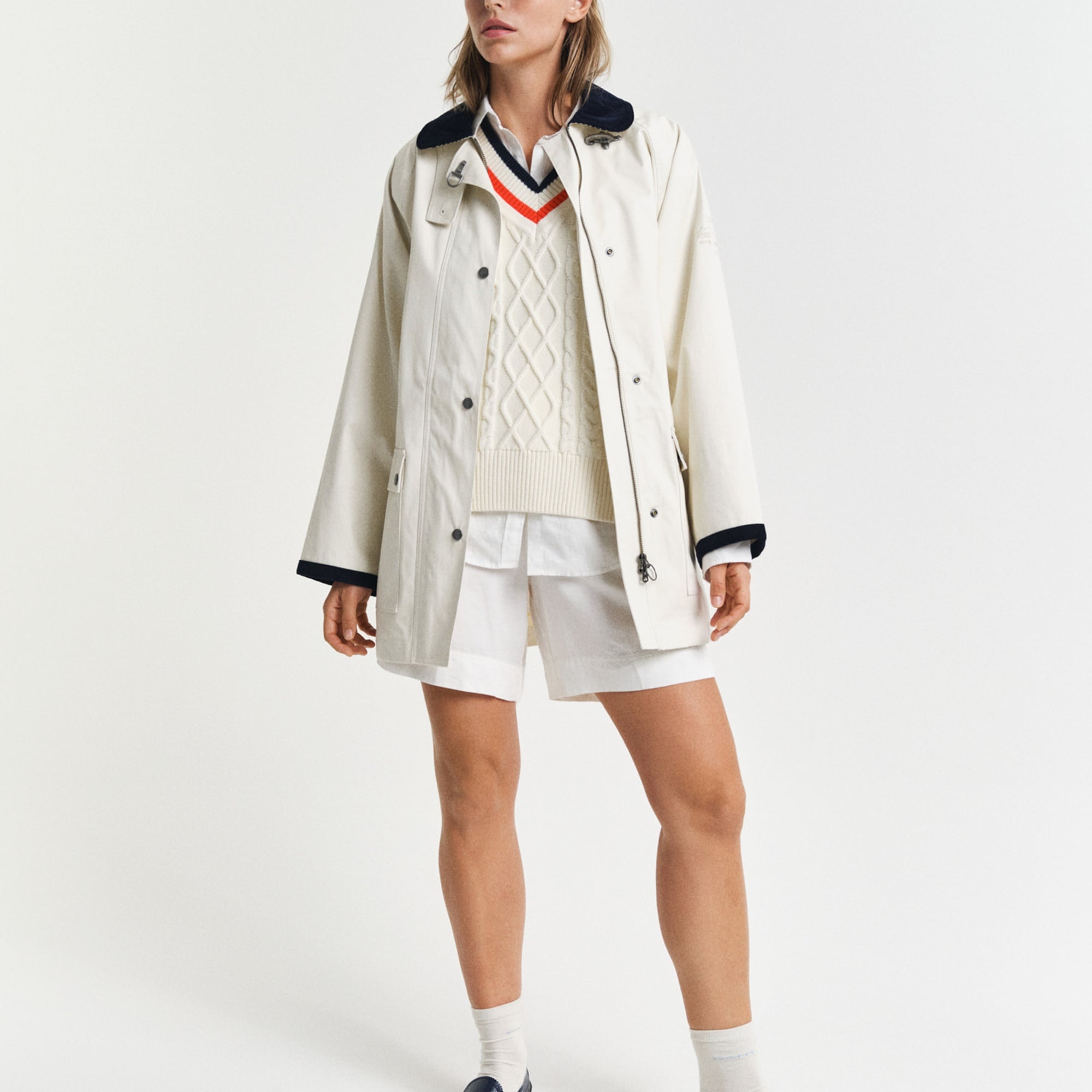 GANT Kadın Krem Relaxed Fit Klasik Yaka Ceket