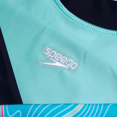  Speedo Printed Long Sleeve Çocuk Mavi Yüzücü Üstü