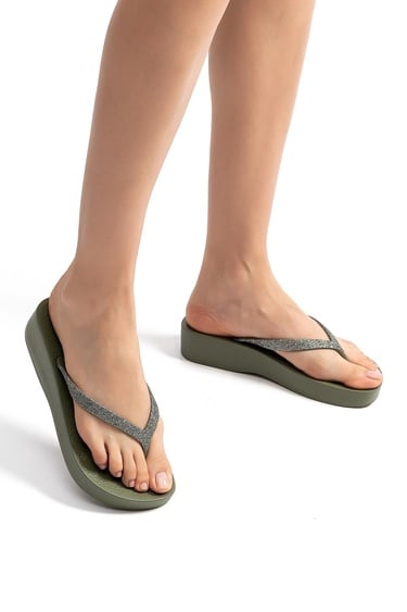  Mesh Chic Kadın Parmak Arası Terlik Yeşil 35/40
