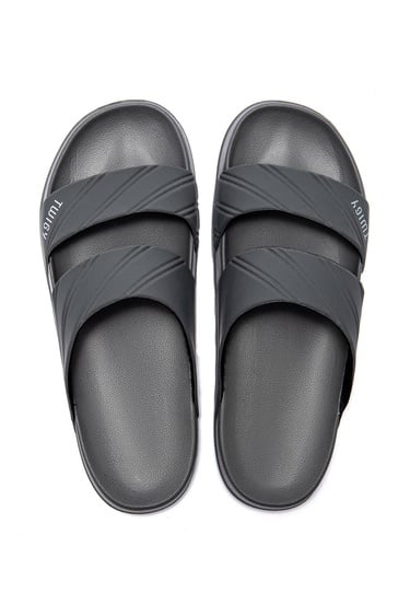  Kevin Çizgili Erkek Terlik Gri 40/45