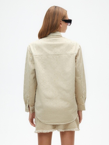  Püskül Detaylı Mini Denim Etek