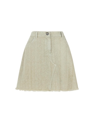  Püskül Detaylı Mini Denim Etek