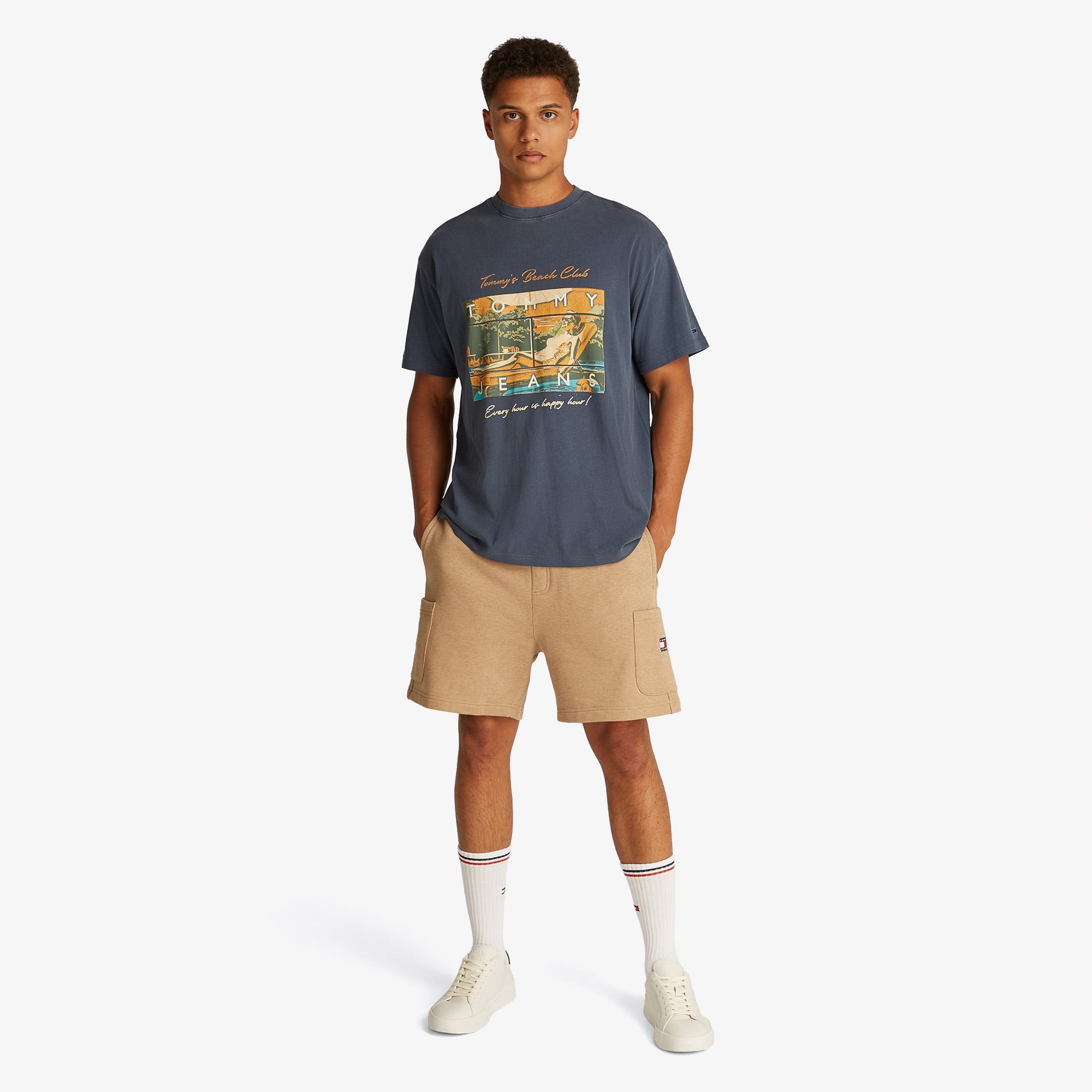Tommy Jeans Beach Club Graphic Erkek Mavi T-Shirt