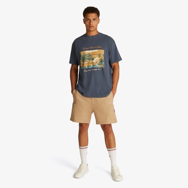  Tommy Jeans Beach Club Graphic Erkek Mavi T-Shirt