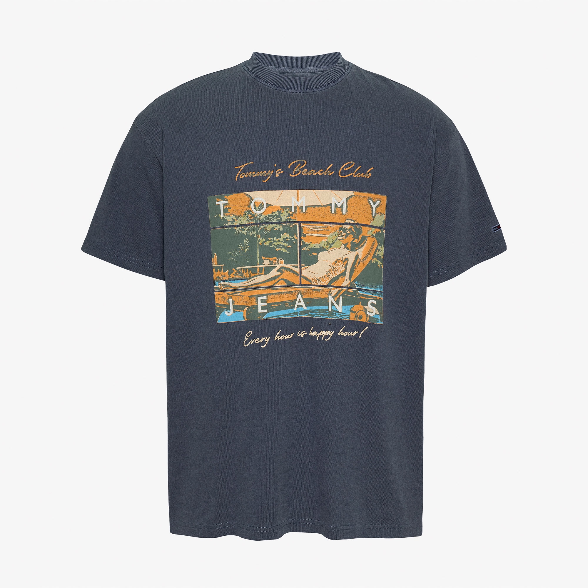 Tommy Jeans Beach Club Graphic Erkek Mavi T-Shirt