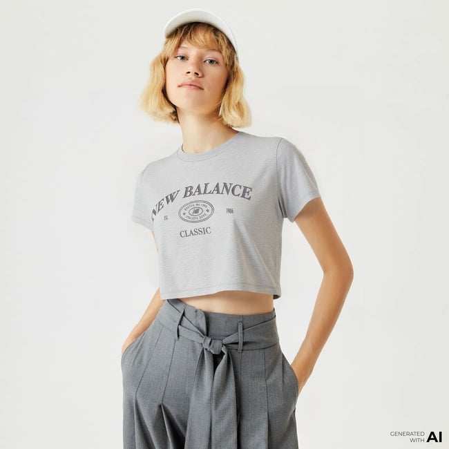  New Balance Lifestyle Kadın Gri T-Shirt