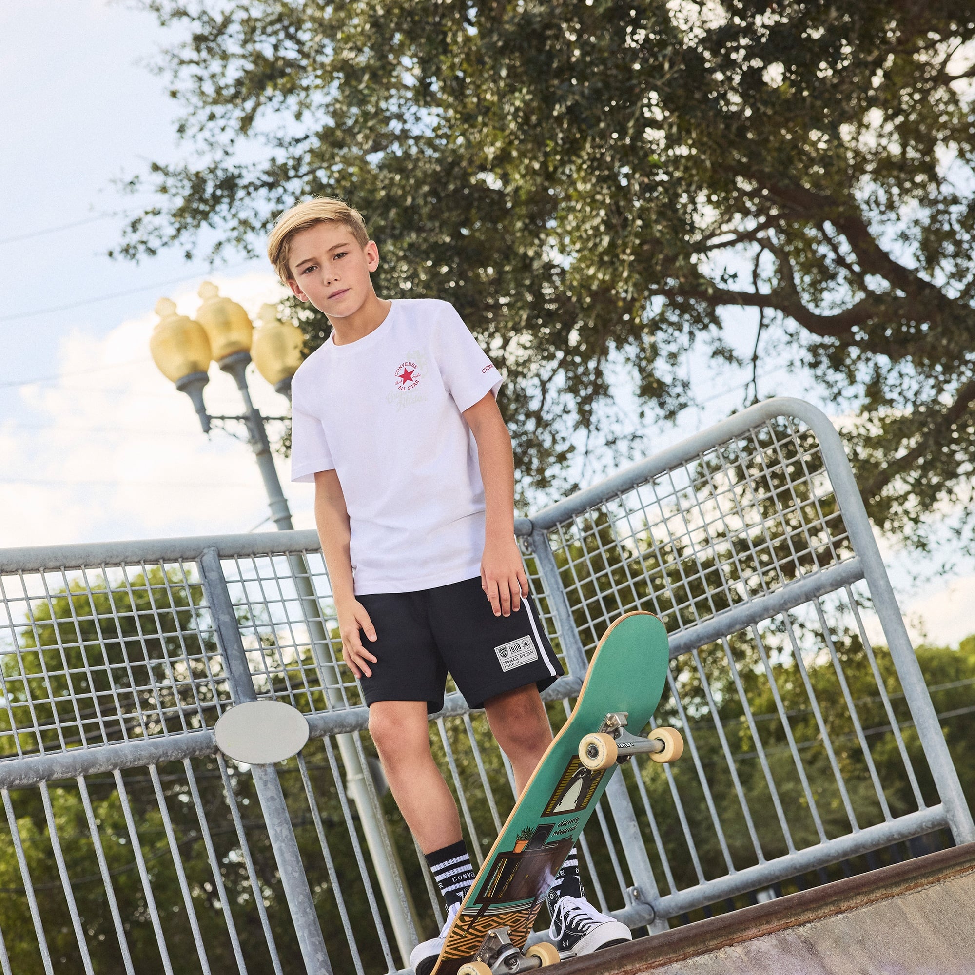 Converse Side Stripe Retro Çocuk Siyah Şort