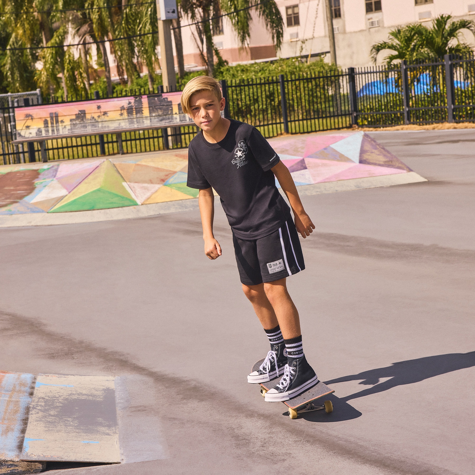 Converse Side Stripe Retro Çocuk Siyah Şort