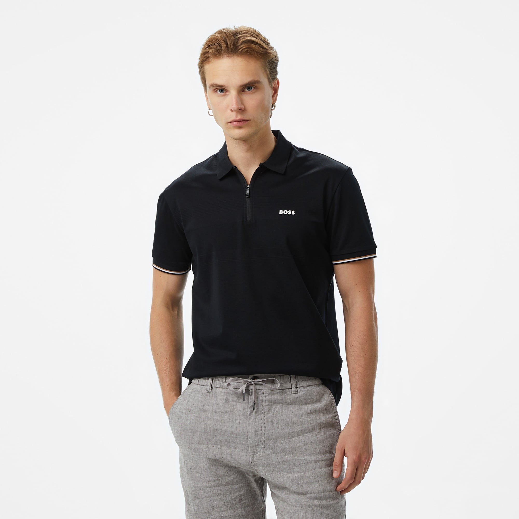 Boss Philix Pima Erkek Siyah Polo