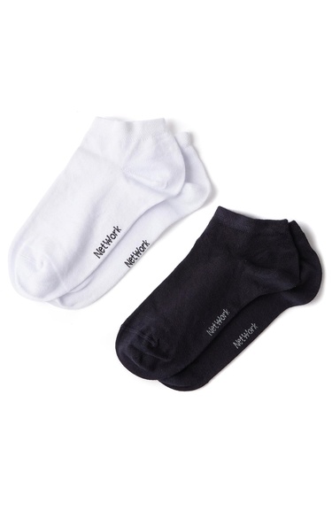  Network Erkek Lacivert Beyaz Bambu 2li Çorap Seti