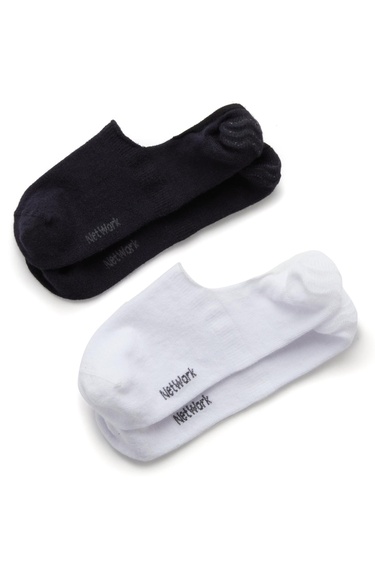  Network Erkek Beyaz Lacivert 2li Bambu Çorap Seti