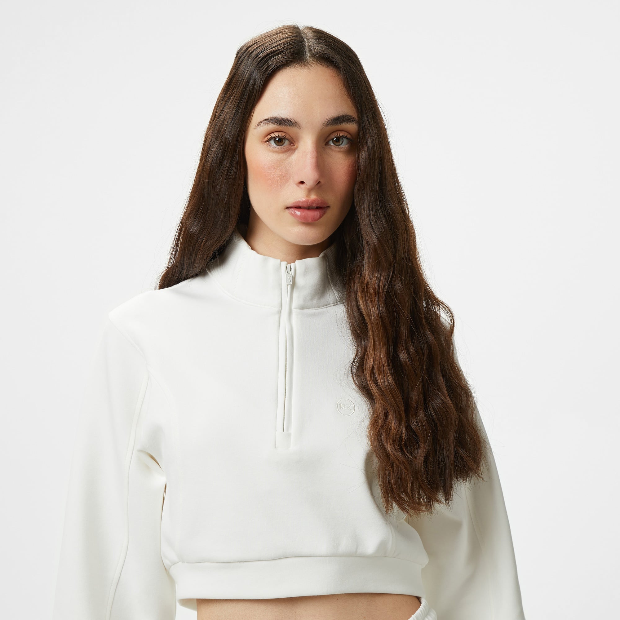 UNITED4 Örme Crop Kadın Ekru Sweatshirt