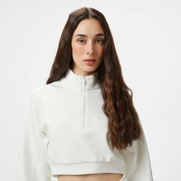  UNITED4 Örme Crop Kadın Ekru Sweatshirt