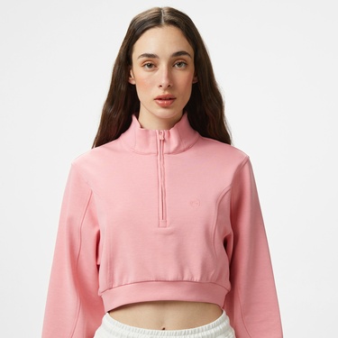  UNITED4 Örme Crop Kadın Pembe Sweatshirt