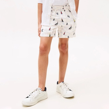  Tommy Hilfiger Print Linen Çocuk Beyaz Mayo