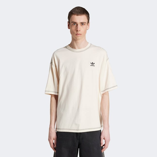  adidas Trefoil Essentials Erkek Beyaz Oversize T-Shirt