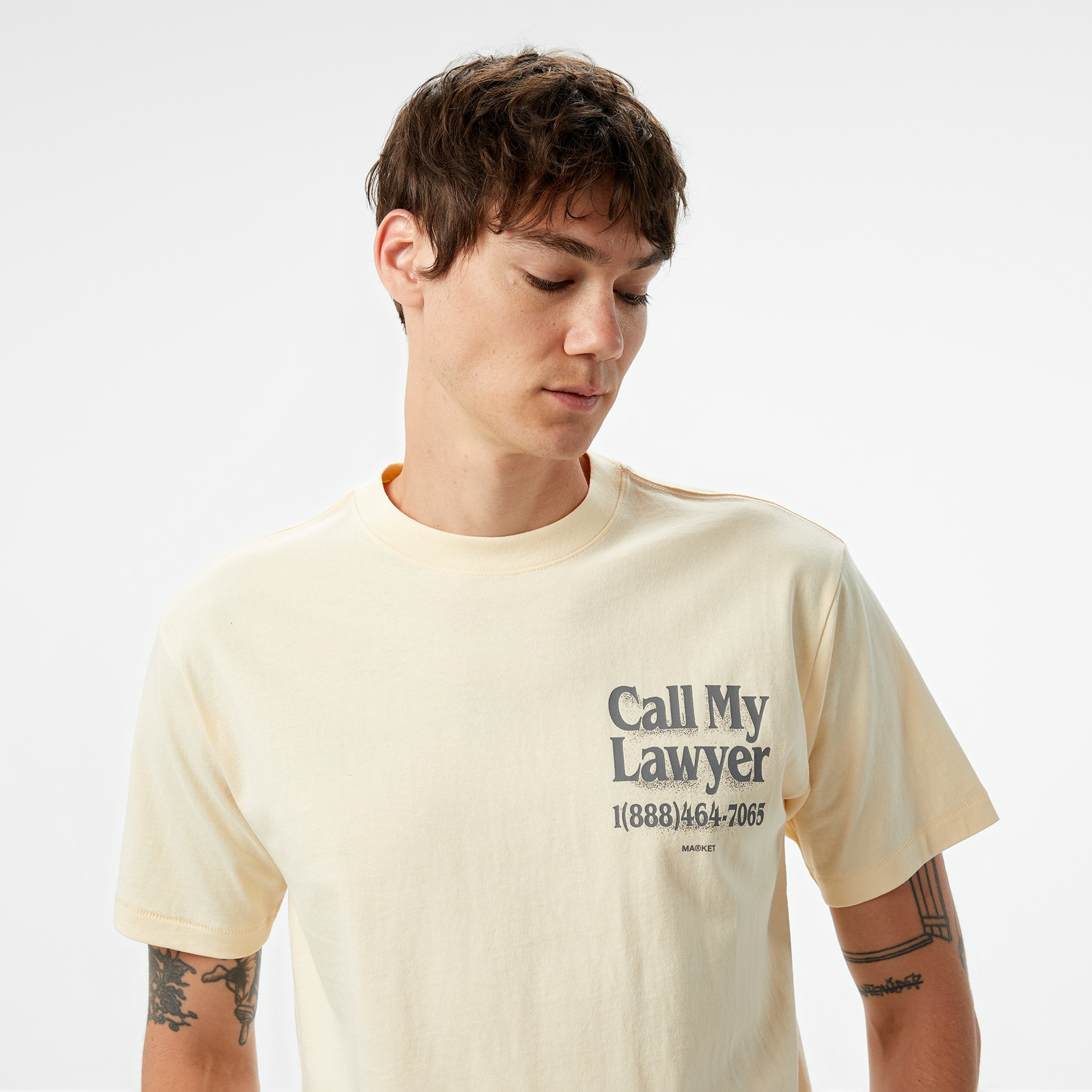 The Market 'Call My Lawyer' Erkek Bej T-Shirt
