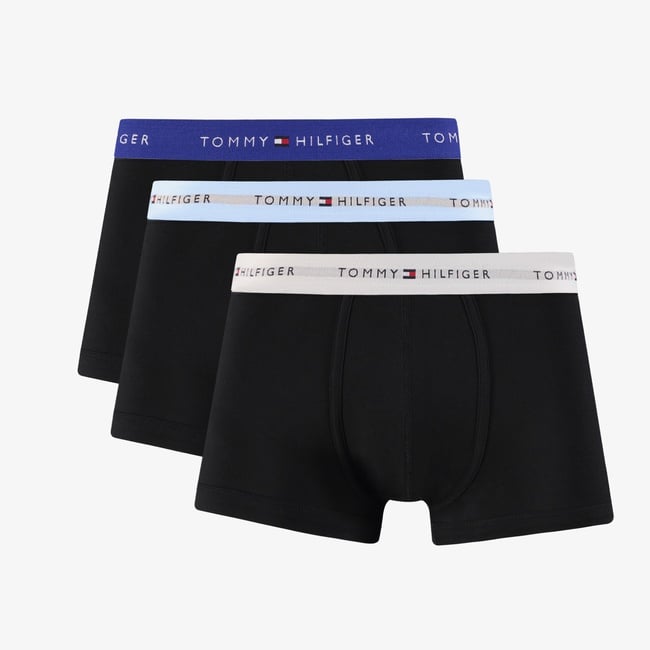  Tommy Hilfiger Wb Trunk Erkek Mavi/Gri Bantlı 3'lü Siyah Boxer