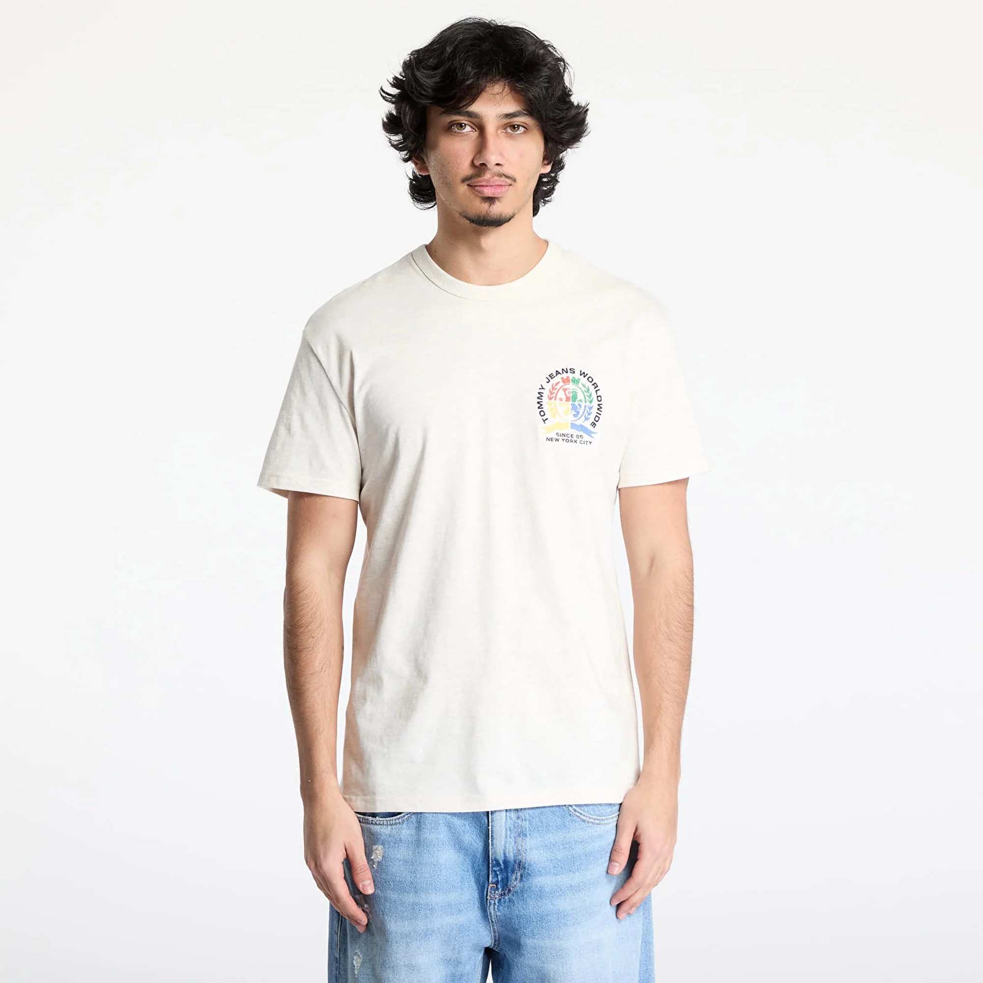 Tommy Jeans Regular Pop Crest Erkek Bej T-Shirt