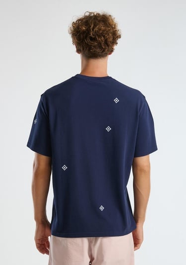  Erkek Lacivert %100 Koton Desenli Pike T-Shirt