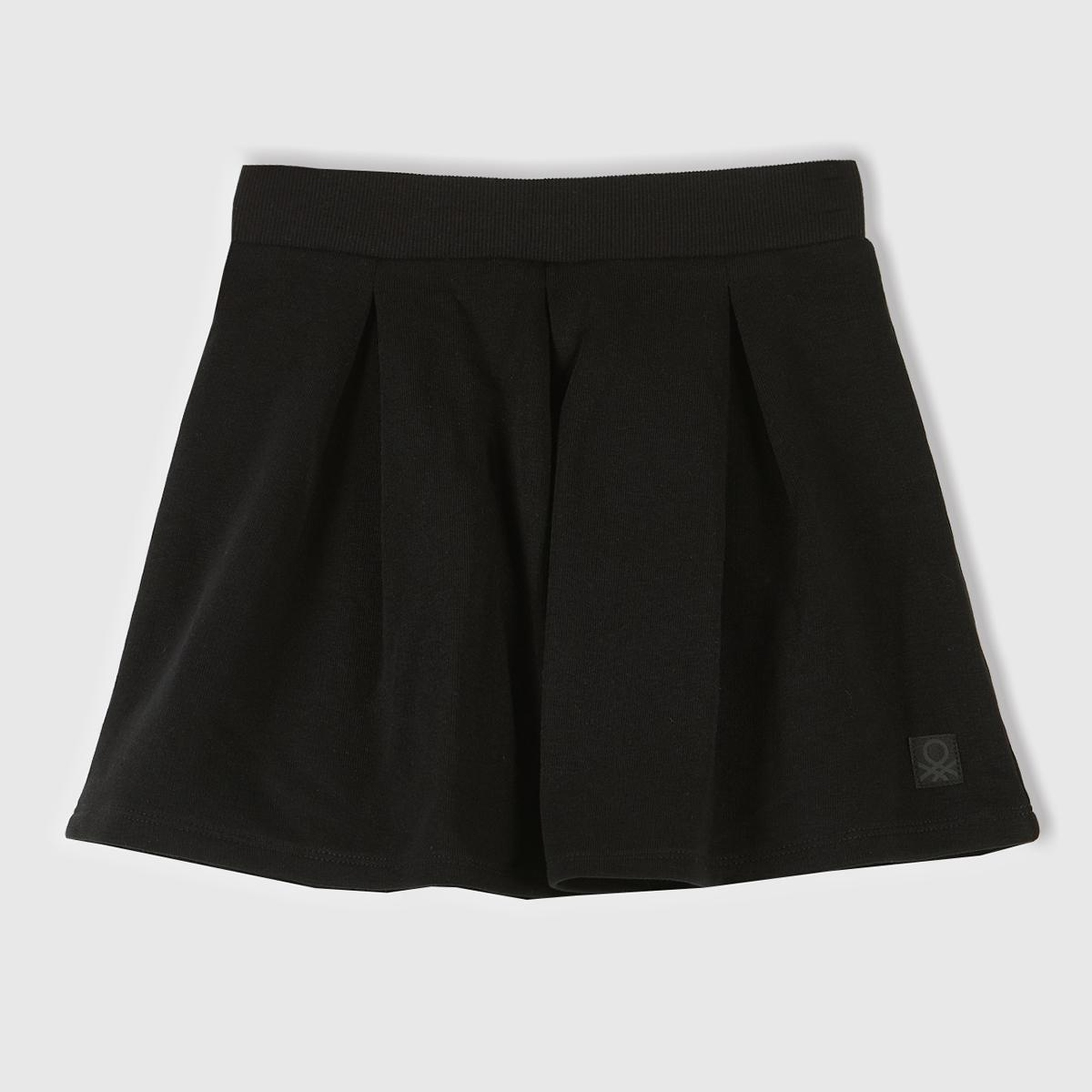 Kız Çocuk Siyah Logo Etiketli Pileli Bel Bantlı Etek