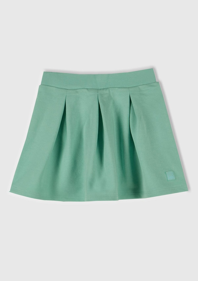  Kız Çocuk Su Yeşili Logo Etiketli Pileli Bel Bantlı Etek