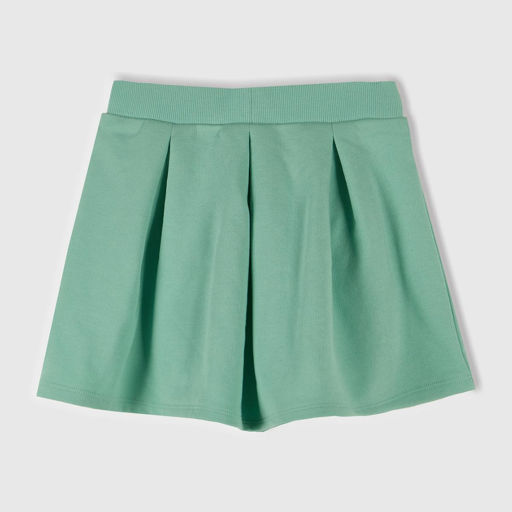 Kız Çocuk Su Yeşili Logo Etiketli Pileli Bel Bantlı Etek