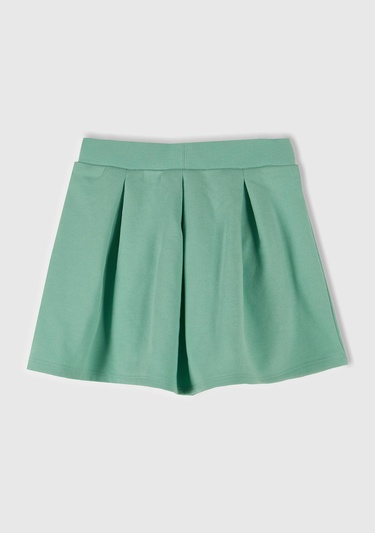  Kız Çocuk Su Yeşili Logo Etiketli Pileli Bel Bantlı Etek