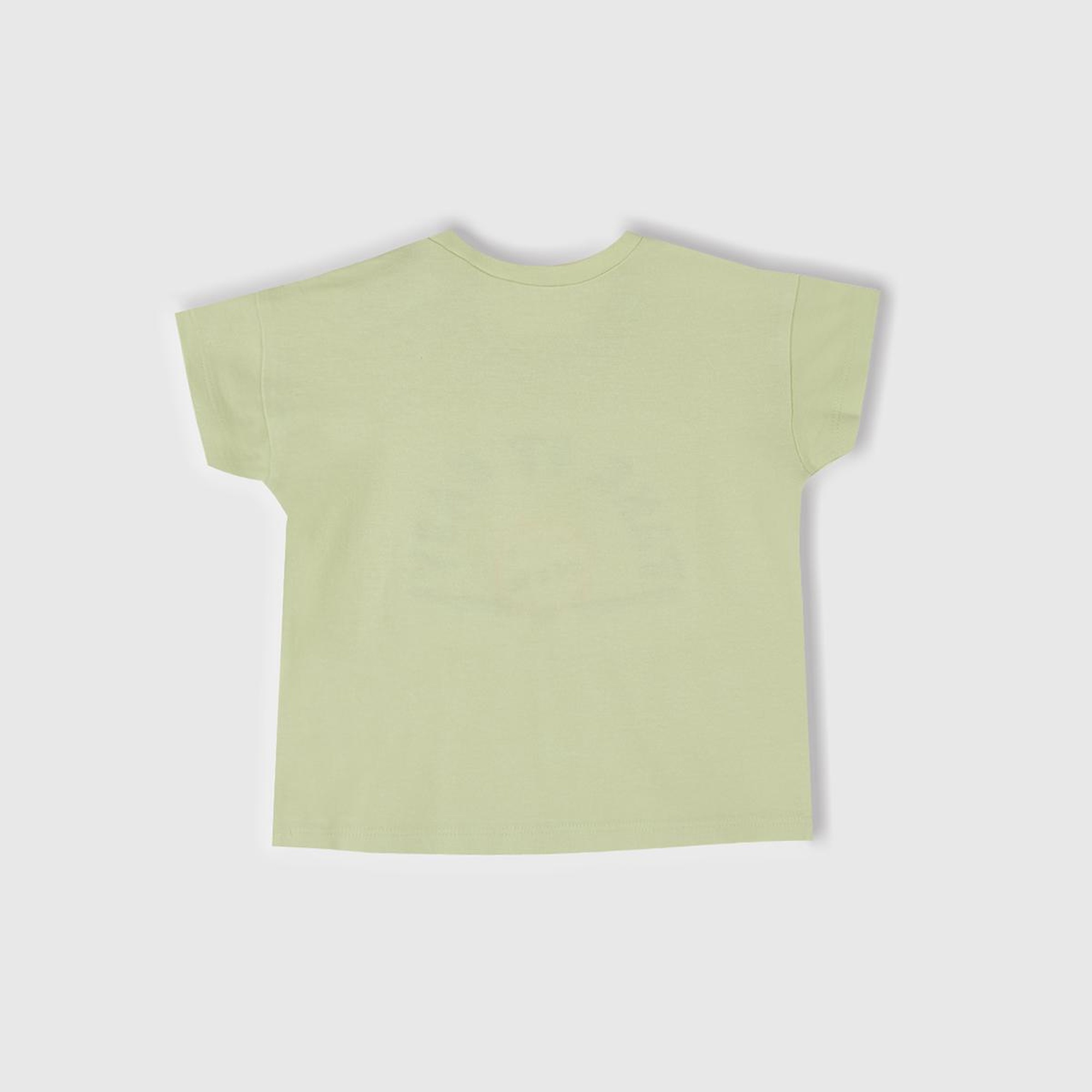 Bebek Su Yeşili Aplikeli ve Baskılı Bisiklet Yaka T-Shirt