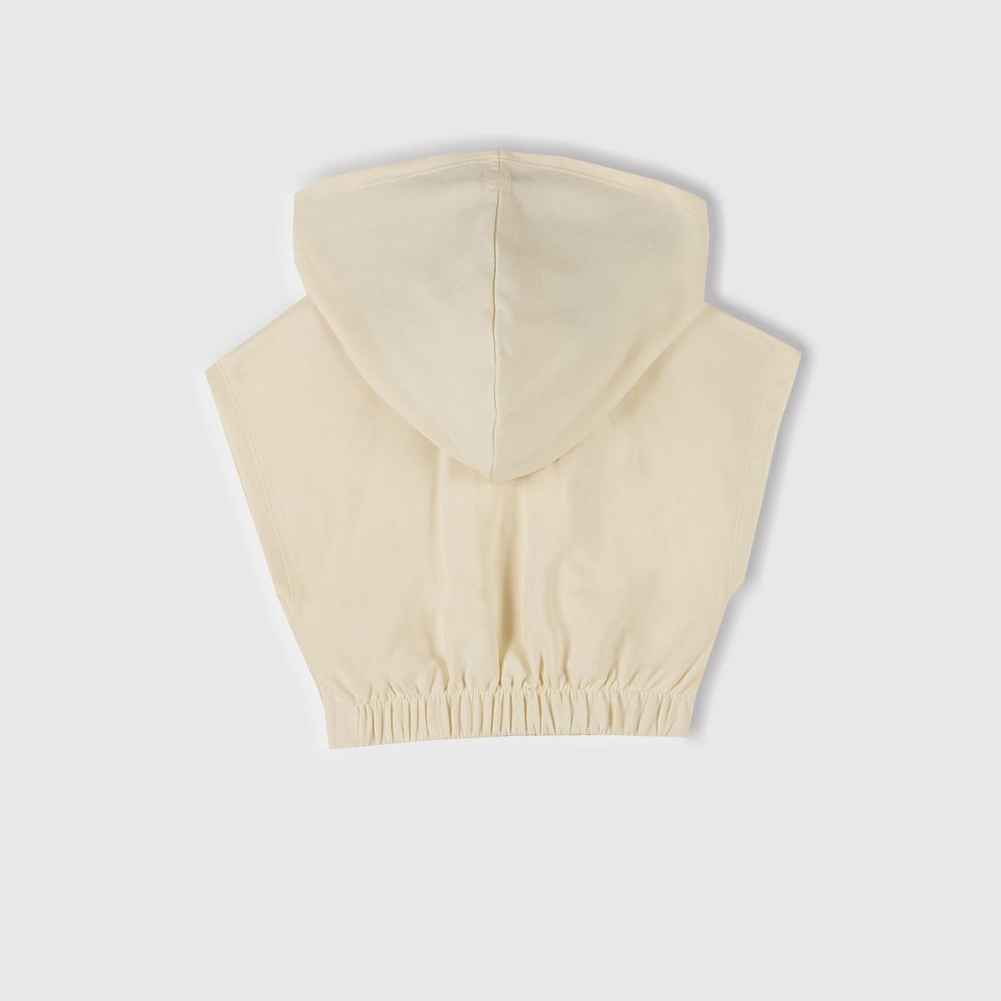 Kız Çocuk Ekru Önü Aplikeli Nakış Detaylı Kolsuz Kapüşonlu Sweatshirt