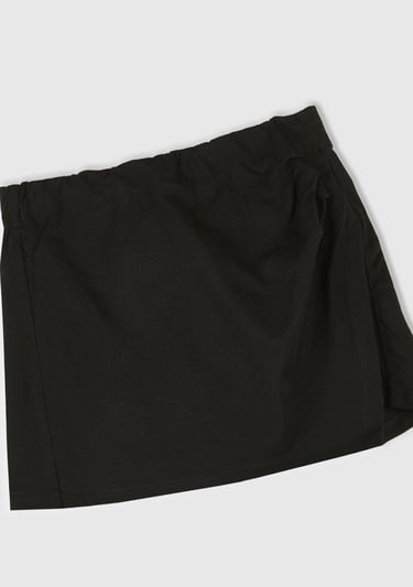  Kız Çocuk Siyah Beli Lastikli Şort Etek