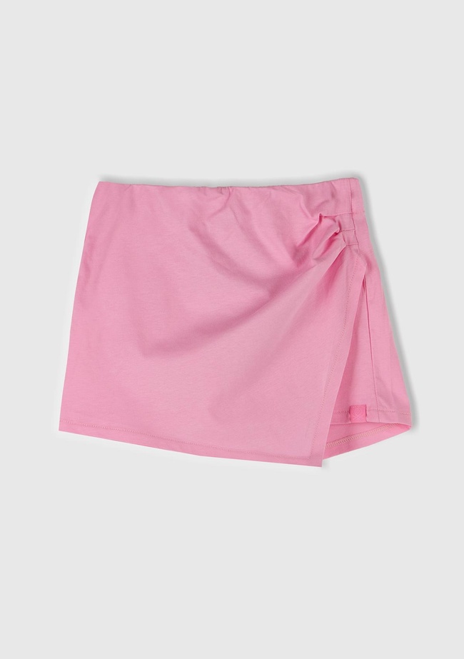  Kız Çocuk Pembe Beli Lastikli Şort Etek